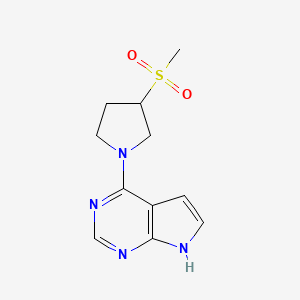 molecular formula C11H14N4O2S B7410656 4-(3-methylsulfonylpyrrolidin-1-yl)-7H-pyrrolo[2,3-d]pyrimidine 