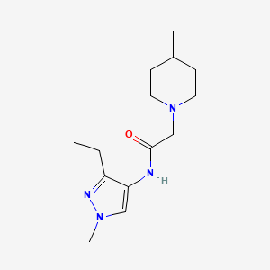 molecular formula C14H24N4O B7410694 N-(3-ethyl-1-methylpyrazol-4-yl)-2-(4-methylpiperidin-1-yl)acetamide 