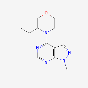 molecular formula C12H17N5O B7410774 3-Ethyl-4-(1-methylpyrazolo[3,4-d]pyrimidin-4-yl)morpholine 