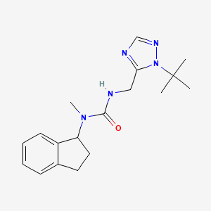 molecular formula C18H25N5O B7410778 3-[(2-tert-butyl-1,2,4-triazol-3-yl)methyl]-1-(2,3-dihydro-1H-inden-1-yl)-1-methylurea 