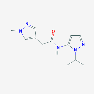 molecular formula C12H17N5O B7410793 2-(1-methylpyrazol-4-yl)-N-(2-propan-2-ylpyrazol-3-yl)acetamide 