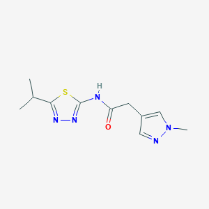 2-(1-methylpyrazol-4-yl)-N-(5-propan-2-yl-1,3,4-thiadiazol-2-yl)acetamide