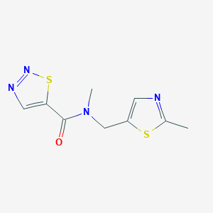 molecular formula C9H10N4OS2 B7410819 N-methyl-N-[(2-methyl-1,3-thiazol-5-yl)methyl]thiadiazole-5-carboxamide 