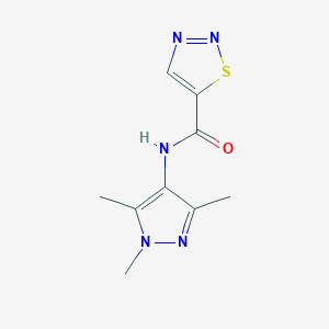 molecular formula C9H11N5OS B7410840 N-(1,3,5-trimethylpyrazol-4-yl)thiadiazole-5-carboxamide 