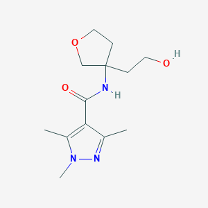 N-[3-(2-hydroxyethyl)oxolan-3-yl]-1,3,5-trimethylpyrazole-4-carboxamide