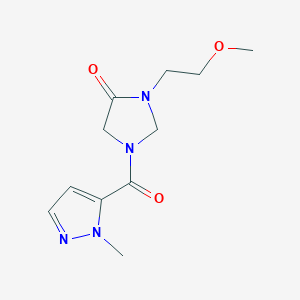 molecular formula C11H16N4O3 B7410876 3-(2-Methoxyethyl)-1-(2-methylpyrazole-3-carbonyl)imidazolidin-4-one 