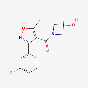 [3-(3-Chlorophenyl)-5-methyl-1,2-oxazol-4-yl]-(3-hydroxy-3-methylazetidin-1-yl)methanone