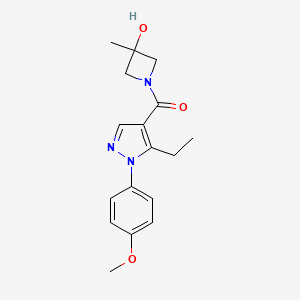 molecular formula C17H21N3O3 B7410922 [5-Ethyl-1-(4-methoxyphenyl)pyrazol-4-yl]-(3-hydroxy-3-methylazetidin-1-yl)methanone 