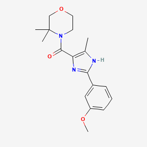 molecular formula C18H23N3O3 B7411118 (3,3-dimethylmorpholin-4-yl)-[2-(3-methoxyphenyl)-5-methyl-1H-imidazol-4-yl]methanone 