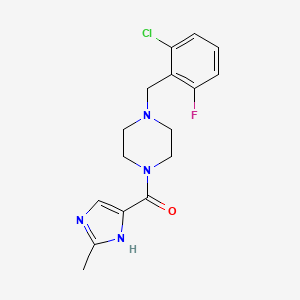 molecular formula C16H18ClFN4O B7411124 [4-[(2-chloro-6-fluorophenyl)methyl]piperazin-1-yl]-(2-methyl-1H-imidazol-5-yl)methanone 