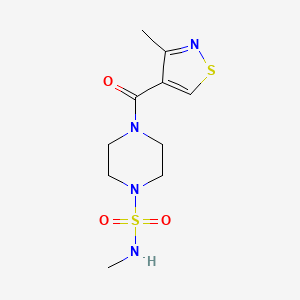 molecular formula C10H16N4O3S2 B7411163 N-methyl-4-(3-methyl-1,2-thiazole-4-carbonyl)piperazine-1-sulfonamide 