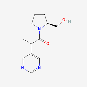 molecular formula C12H17N3O2 B7411200 1-[(2S)-2-(hydroxymethyl)pyrrolidin-1-yl]-2-pyrimidin-5-ylpropan-1-one 