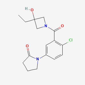 molecular formula C16H19ClN2O3 B7411208 1-[4-Chloro-3-(3-ethyl-3-hydroxyazetidine-1-carbonyl)phenyl]pyrrolidin-2-one 