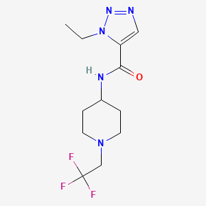 molecular formula C12H18F3N5O B7411222 3-ethyl-N-[1-(2,2,2-trifluoroethyl)piperidin-4-yl]triazole-4-carboxamide 