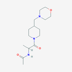 molecular formula C15H27N3O3 B7411241 N-[1-[4-(morpholin-4-ylmethyl)piperidin-1-yl]-1-oxopropan-2-yl]acetamide 