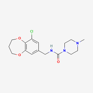 molecular formula C16H22ClN3O3 B7411285 N-[(6-chloro-3,4-dihydro-2H-1,5-benzodioxepin-8-yl)methyl]-4-methylpiperazine-1-carboxamide 