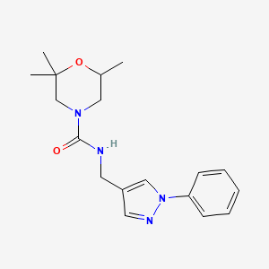 2,2,6-trimethyl-N-[(1-phenylpyrazol-4-yl)methyl]morpholine-4-carboxamide