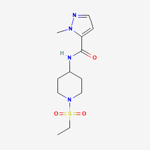 molecular formula C12H20N4O3S B7411398 N-(1-ethylsulfonylpiperidin-4-yl)-2-methylpyrazole-3-carboxamide 