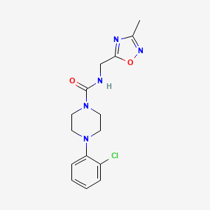 molecular formula C15H18ClN5O2 B7411428 4-(2-chlorophenyl)-N-[(3-methyl-1,2,4-oxadiazol-5-yl)methyl]piperazine-1-carboxamide 