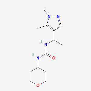 molecular formula C13H22N4O2 B7411446 1-[1-(1,5-Dimethylpyrazol-4-yl)ethyl]-3-(oxan-4-yl)urea 