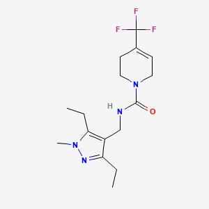 molecular formula C16H23F3N4O B7411451 N-[(3,5-diethyl-1-methylpyrazol-4-yl)methyl]-4-(trifluoromethyl)-3,6-dihydro-2H-pyridine-1-carboxamide 