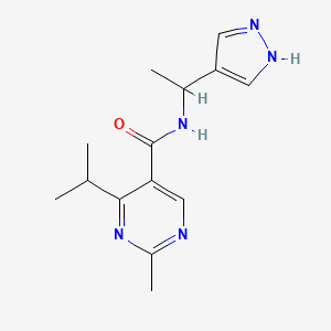 2-methyl-4-propan-2-yl-N-[1-(1H-pyrazol-4-yl)ethyl]pyrimidine-5-carboxamide