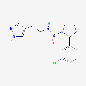 molecular formula C17H21ClN4O B7411460 2-(3-chlorophenyl)-N-[2-(1-methylpyrazol-4-yl)ethyl]pyrrolidine-1-carboxamide 