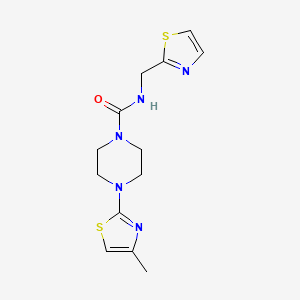 molecular formula C13H17N5OS2 B7411488 4-(4-methyl-1,3-thiazol-2-yl)-N-(1,3-thiazol-2-ylmethyl)piperazine-1-carboxamide 