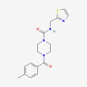 4-(4-methylbenzoyl)-N-(1,3-thiazol-2-ylmethyl)piperazine-1-carboxamide