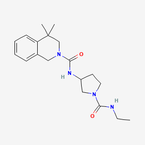 molecular formula C19H28N4O2 B7411602 N-[1-(ethylcarbamoyl)pyrrolidin-3-yl]-4,4-dimethyl-1,3-dihydroisoquinoline-2-carboxamide 