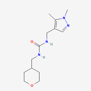 molecular formula C13H22N4O2 B7411605 1-[(1,5-Dimethylpyrazol-4-yl)methyl]-3-(oxan-4-ylmethyl)urea 