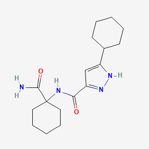 molecular formula C17H26N4O2 B7411616 N-(1-carbamoylcyclohexyl)-5-cyclohexyl-1H-pyrazole-3-carboxamide 