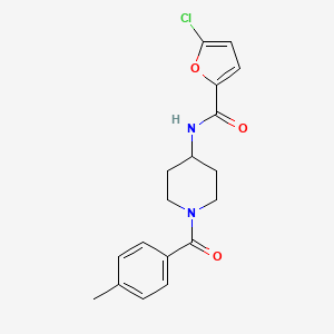 molecular formula C18H19ClN2O3 B7411628 5-chloro-N-[1-(4-methylbenzoyl)piperidin-4-yl]furan-2-carboxamide 