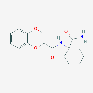 molecular formula C16H20N2O4 B7411664 N-(1-carbamoylcyclohexyl)-2,3-dihydro-1,4-benzodioxine-3-carboxamide 