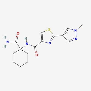 molecular formula C15H19N5O2S B7411675 N-(1-carbamoylcyclohexyl)-2-(1-methylpyrazol-4-yl)-1,3-thiazole-4-carboxamide 