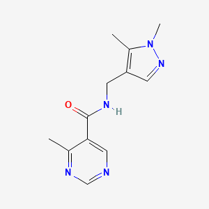 N-[(1,5-dimethylpyrazol-4-yl)methyl]-4-methylpyrimidine-5-carboxamide