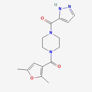 [4-(2,5-dimethylfuran-3-carbonyl)piperazin-1-yl]-(1H-pyrazol-5-yl)methanone