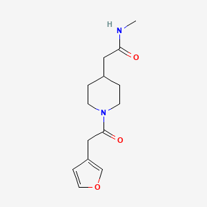 molecular formula C14H20N2O3 B7411734 2-[1-[2-(furan-3-yl)acetyl]piperidin-4-yl]-N-methylacetamide 