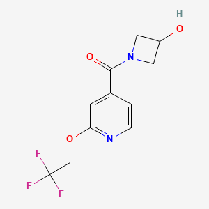 molecular formula C11H11F3N2O3 B7411785 (3-Hydroxyazetidin-1-yl)-[2-(2,2,2-trifluoroethoxy)pyridin-4-yl]methanone 