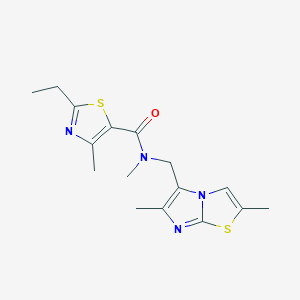 molecular formula C16H20N4OS2 B7411791 N-[(2,6-dimethylimidazo[2,1-b][1,3]thiazol-5-yl)methyl]-2-ethyl-N,4-dimethyl-1,3-thiazole-5-carboxamide 