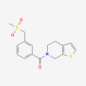 molecular formula C16H17NO3S2 B7411800 5,7-dihydro-4H-thieno[2,3-c]pyridin-6-yl-[3-(methylsulfonylmethyl)phenyl]methanone 