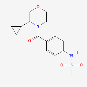 molecular formula C15H20N2O4S B7411869 N-[4-(3-cyclopropylmorpholine-4-carbonyl)phenyl]methanesulfonamide 