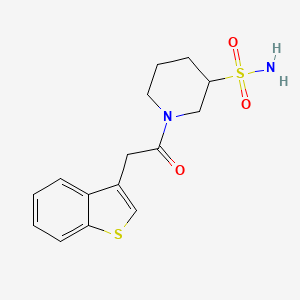 molecular formula C15H18N2O3S2 B7411876 1-[2-(1-Benzothiophen-3-yl)acetyl]piperidine-3-sulfonamide 