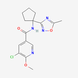 5-chloro-6-methoxy-N-[1-(5-methyl-1,2,4-oxadiazol-3-yl)cyclopentyl]pyridine-3-carboxamide