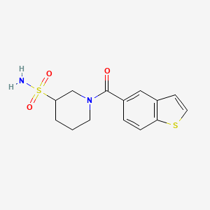 molecular formula C14H16N2O3S2 B7411911 1-(1-Benzothiophene-5-carbonyl)piperidine-3-sulfonamide 