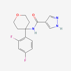 molecular formula C15H15F2N3O2 B7411941 N-[4-(2,4-difluorophenyl)oxan-4-yl]-1H-pyrazole-4-carboxamide 