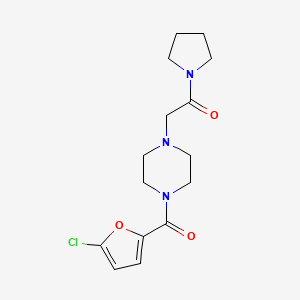 molecular formula C15H20ClN3O3 B7412020 2-[4-(5-Chlorofuran-2-carbonyl)piperazin-1-yl]-1-pyrrolidin-1-ylethanone 