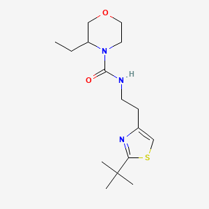 molecular formula C16H27N3O2S B7412068 N-[2-(2-tert-butyl-1,3-thiazol-4-yl)ethyl]-3-ethylmorpholine-4-carboxamide 