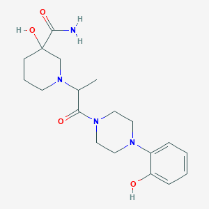 molecular formula C19H28N4O4 B7412079 3-Hydroxy-1-[1-[4-(2-hydroxyphenyl)piperazin-1-yl]-1-oxopropan-2-yl]piperidine-3-carboxamide 