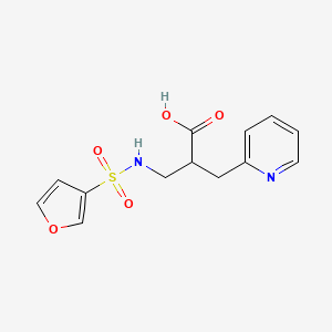 molecular formula C13H14N2O5S B7412103 2-[(Furan-3-ylsulfonylamino)methyl]-3-pyridin-2-ylpropanoic acid 